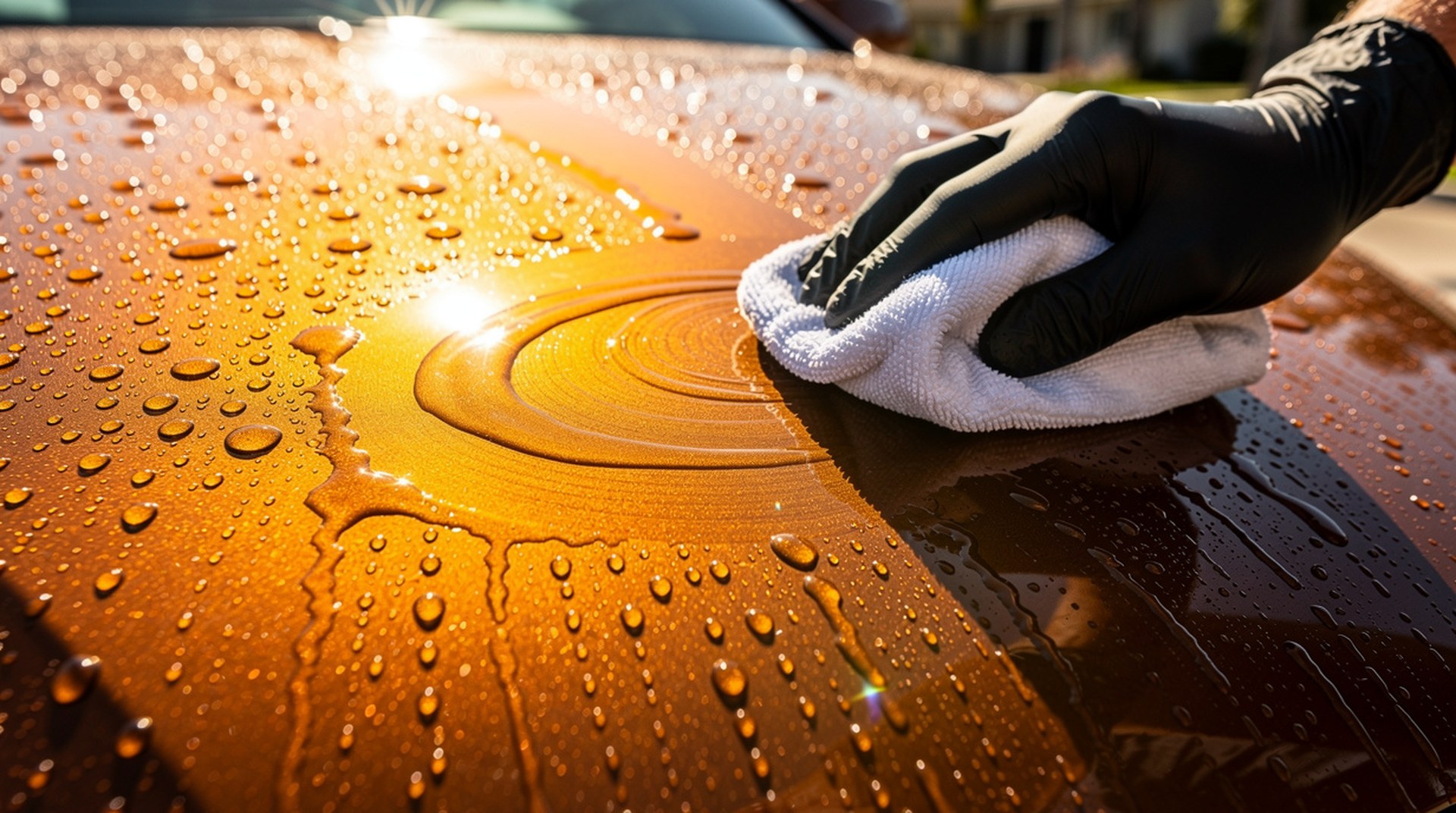 Professional car paint protection from California sun - applying UV protection and wax to luxury vehicle in Orange County, California - JIMENEZ ROYAL DETAILING