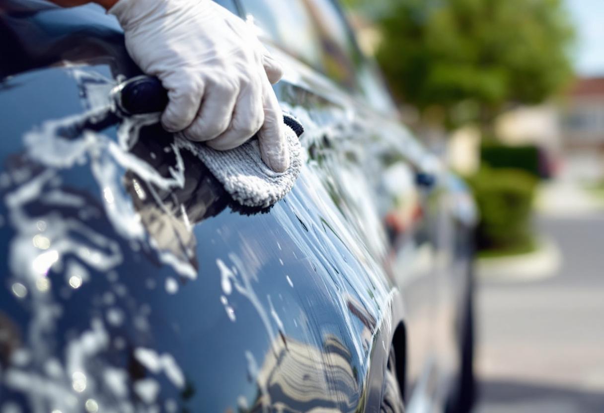 Professional mobile car detailing service in Fullerton, Orange County, California - hand washing and detailing luxury vehicle at customer location - JIMENEZ ROYAL WASH