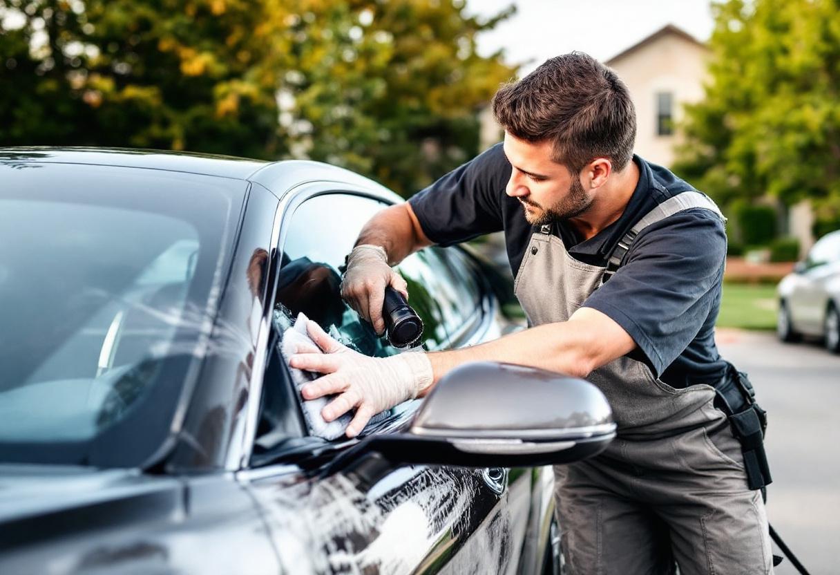 Professional mobile car detailing service in Los Alamitos, Orange County, California - hand washing and detailing luxury vehicle at customer location - JIMENEZ ROYAL WASH