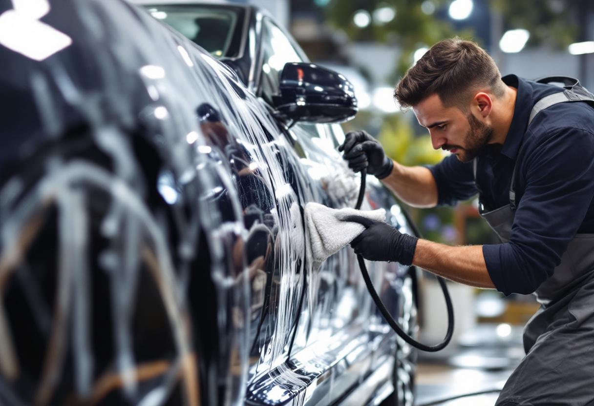 Professional mobile car detailing service in Placentia, Orange County, California - hand washing and detailing luxury vehicle at customer location - JIMENEZ ROYAL WASH