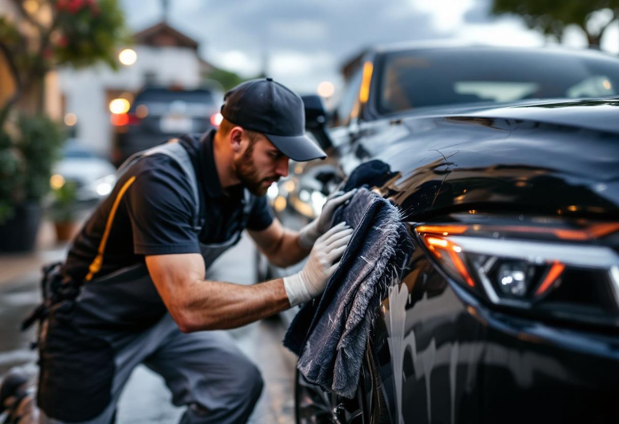 Professional mobile car detailing service in San Juan Capistrano, Orange County, California - hand washing and detailing luxury vehicle at customer location - JIMENEZ ROYAL WASH